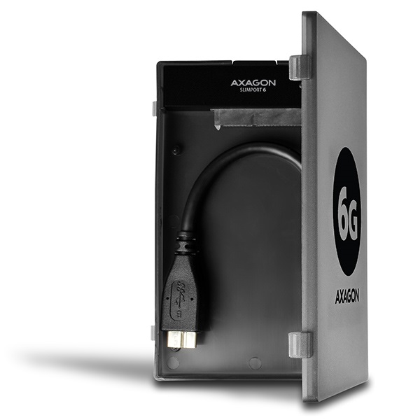 AXAGON ADSA-1S6 külső ház 2,5", SATA, USB 3.0, fekete (ADSA-1S6)