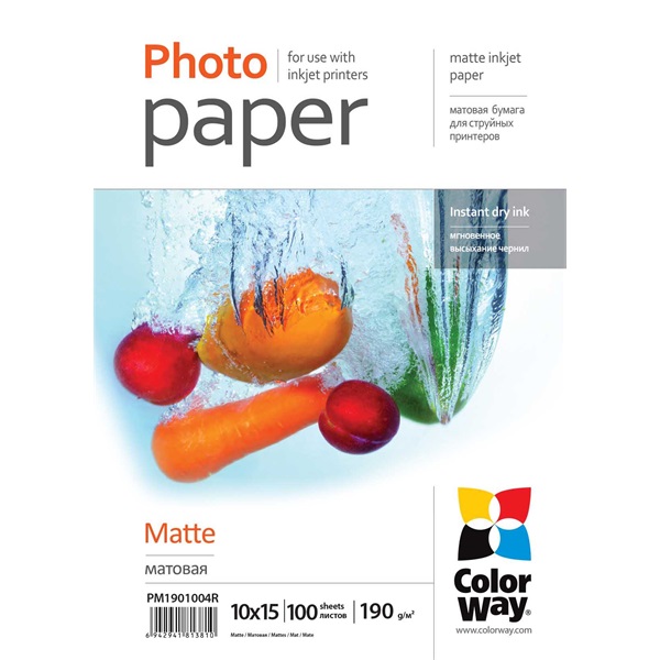 COLORWAY Fotópapír PM1901004R, matt (matte), 190 g/m2, 10x15, 100 lap (PM1901004R)