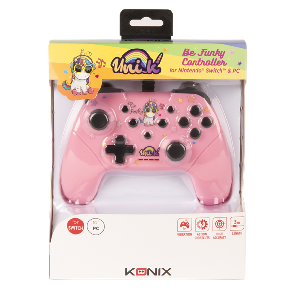KONIX - UNIK "Be Funky" Nintendo Switch/PC Vezetékes kontroller, Színes (KX-UNIK-SW-PAD-FUNKY)