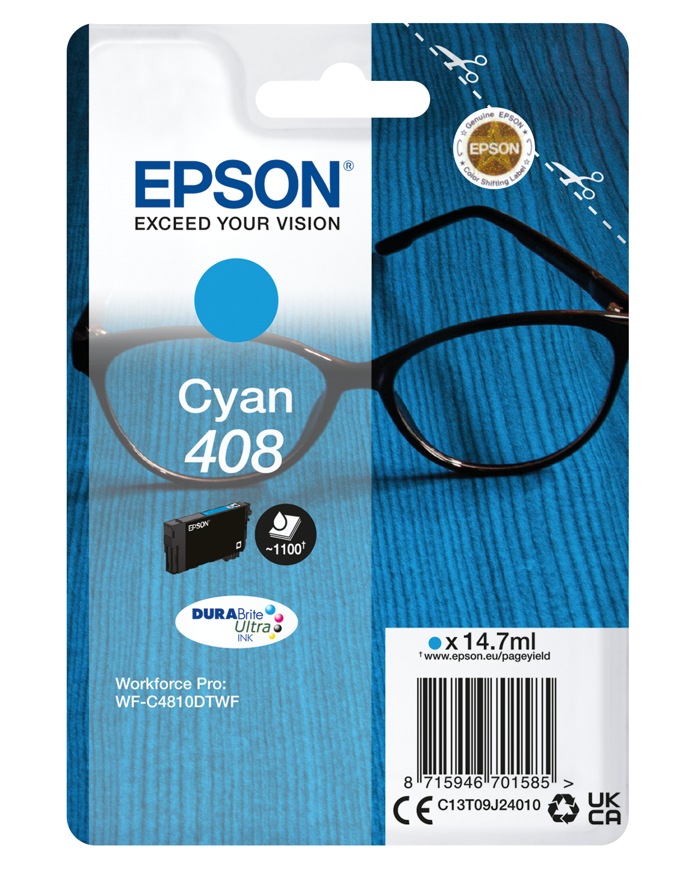 Epson T09J2 Tintapatron Cyan 14,7ml No.408 (C13T09J24010)