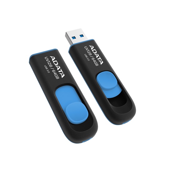 ADATA Pendrive 64GB, UV128 USB 3.2, Fekete-kék (AUV128-64G-RBE)