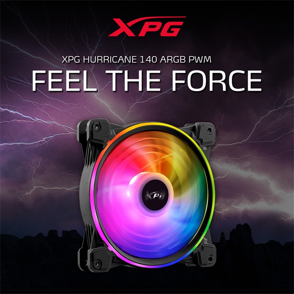 ADATA XPG Rendszerhűtő ventilátor Hurricane RGB, 14cm, fekete (HURRICANE140ARGBPWM-BKCWW)