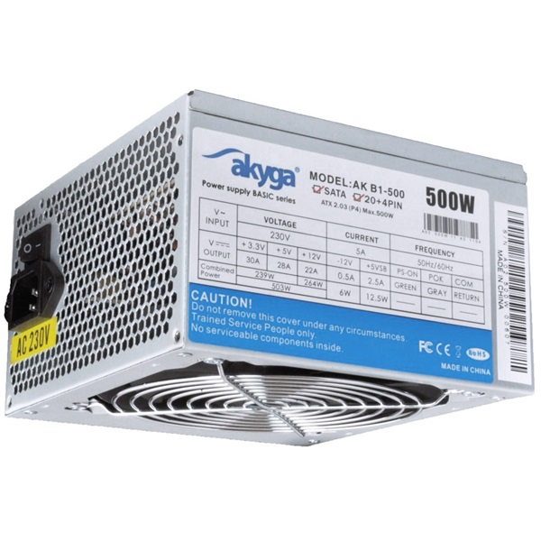 AKYGA Tápegység 500W, 12cm, 20+4 (AK-B1-500)