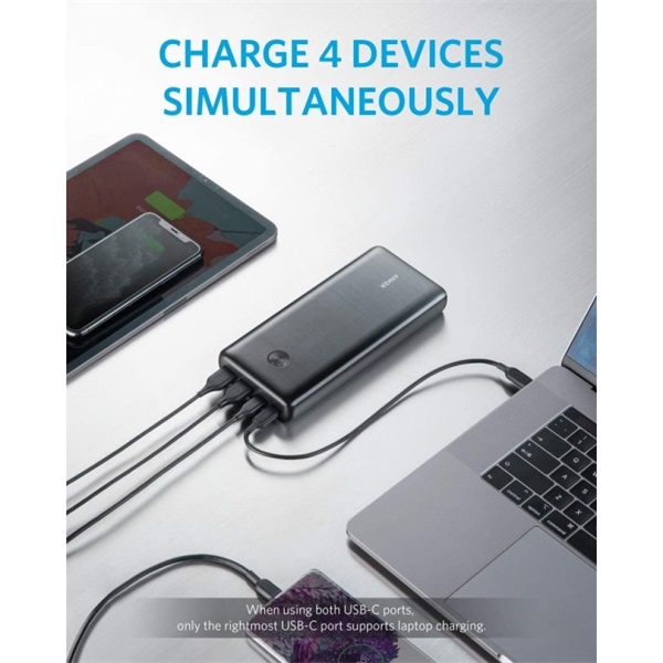 ANKER Powerbank PowerCore III Elite 25600mAh, 87W, USB-C, USB-A, fekete - A1291H11 (A1291H11)