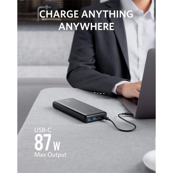 ANKER Powerbank PowerCore III Elite 25600mAh, 87W, USB-C, USB-A, fekete - A1291H11 (A1291H11)