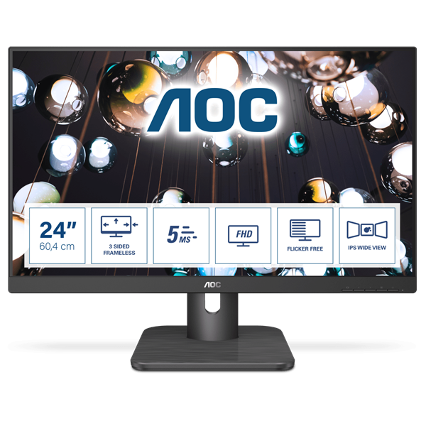 AOC IPS monitor 23.8" 24E1Q, 1920x1080, 16:9, 250cd/m2, 5ms, VGA/HDMI/Displayport, hangszóró (24E1Q)