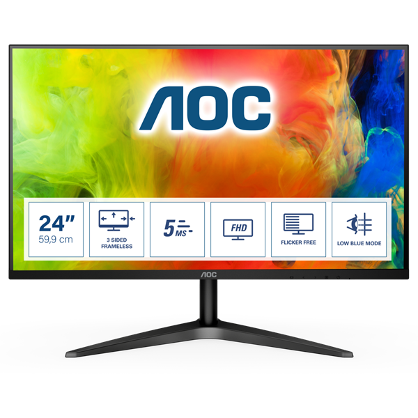 AOC MVA monitor 23,6   24B1H, 1920x1080, 16:9, 250cd/m2, 5ms, 60Hz, VGA/HDM