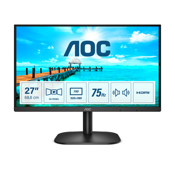 AOC VA monitor 27" 27B2AM, 1920x1080, 16:9, 250cd/m2, 4ms, VGA/HDMI, hangszóró (27B2AM)