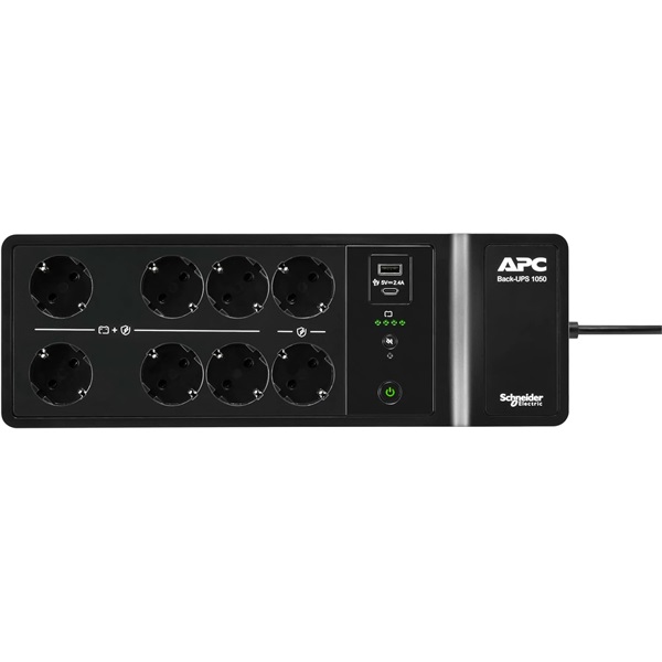 APC Back-UPS, 1050VA/600W Floor/Wall Mount, 230V, 8x Schuko CEE 7/3 outlets, USB Type A+C Port, User Replaceable Battery (BE1050-GR)