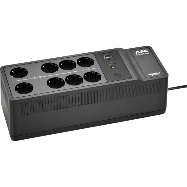 APC Back-UPS, 1050VA/600W Floor/Wall Mount, 230V, 8x Schuko CEE 7/3 outlets, USB Type A+C Port, User Replaceable Battery (BE1050-GR)