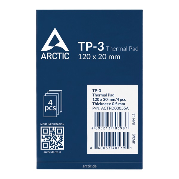 ARCTIC COOLING Hővezető lap TP-3 120x120mm, 0.5mm (4-PACK) (ACTPD00055A)