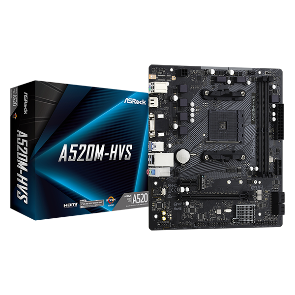 ASROCK Alaplap AM4 A520M-HVS AMD A520, mATX (A520M-HVS)