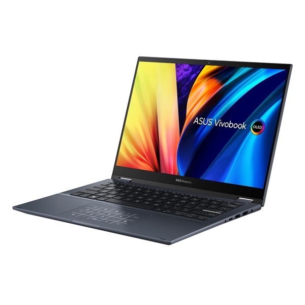 ASUS CONS NB Vivobook Flip TN3402QA-KN087W 14" 2,8K OLED-Touch, Ryzen5-5600H, 16GB, 512GB M.2, INT, WIN11H, Kék (TN3402QA-KN087W)