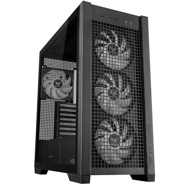 ASUS Ház TUF Gaming GT302, Tápegység nélkül, Fekete, Üvegfalú (GT302/ARGB FANS/BLK)