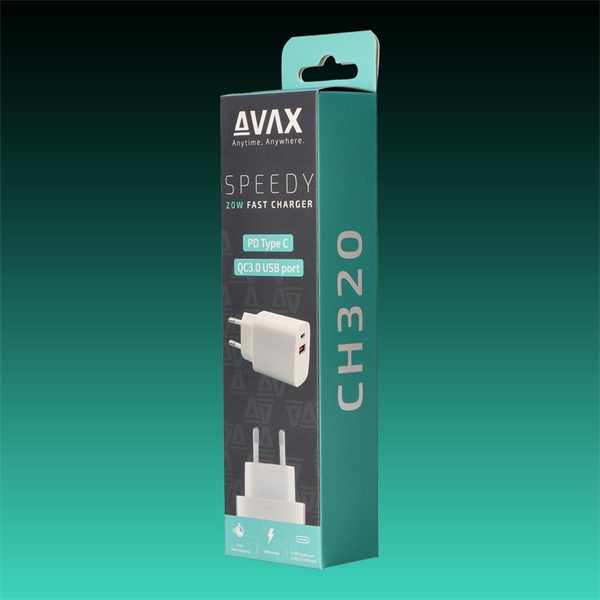 AVAX Hálózati töltő USB-A USB-C 20W, fehér (AVAX_CH320)