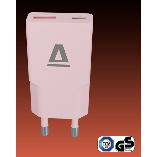 AVAX Hálózati töltő USB-A USB-C 30W Nano Slim rózsaszín (AVAX_CH641P)