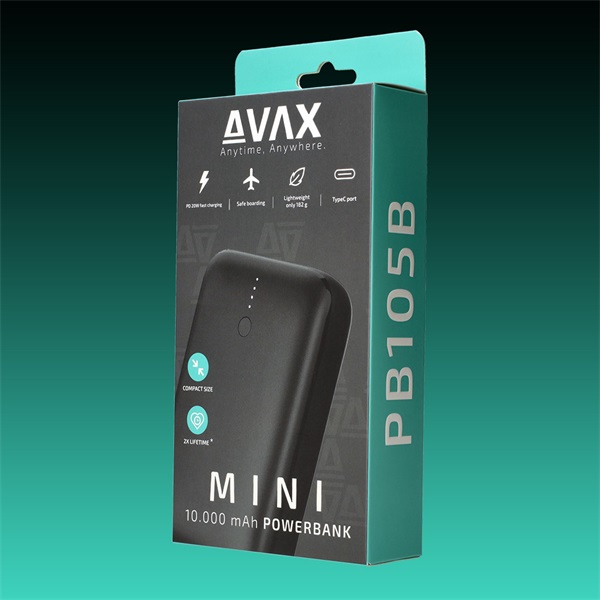 AVAX Powerbank USB-C 20W 10000mAh, fekete (AVAX_PB105B)