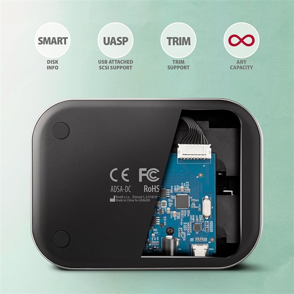 AXAGON ADSA-DC dual SATA 2.5"/3.5" SSD/HDD CLONE dokkoló, USB-C, 5 Gbps (ADSA-DC)