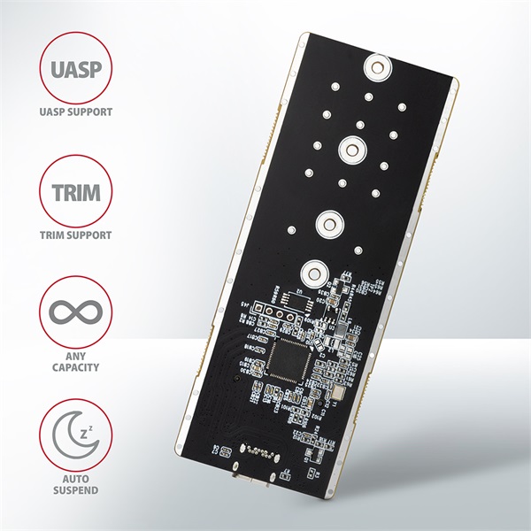 AXAGON EEM2-GTR THIN RIB SUPERSPEED+ USB-C - NVME M.2 külső ház, fekete (EEM2-GTR)