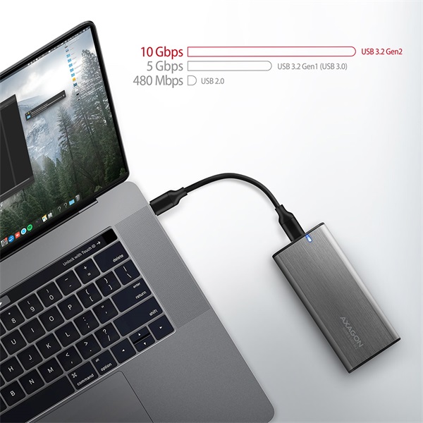 AXAGON EEM2-SG2 SuperSpeed+ USB-C - M.2 NVMe & SATA SSD külső ház (EEM2-SG2)