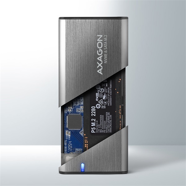 AXAGON EEM2-SG2 SuperSpeed+ USB-C - M.2 NVMe & SATA SSD külső ház (EEM2-SG2)