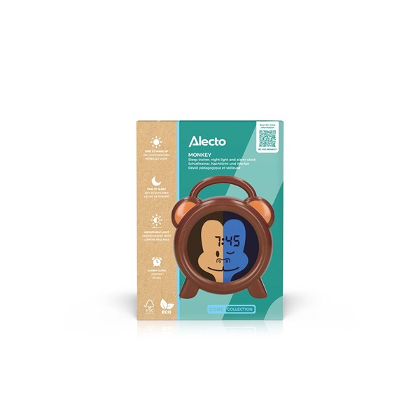 Alecto BC-100 MONKEY Alvástréner éjszakai fény és ébresztőóra majom (BC-100 MONKEY)