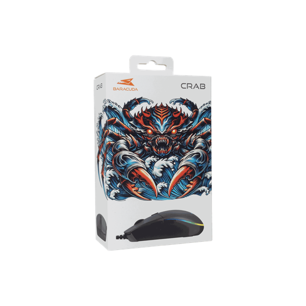 BARACUDA BGM-111B CRAB-B vezetékes gamer egér, 3600dpi, fekete (BC BGM-111B)