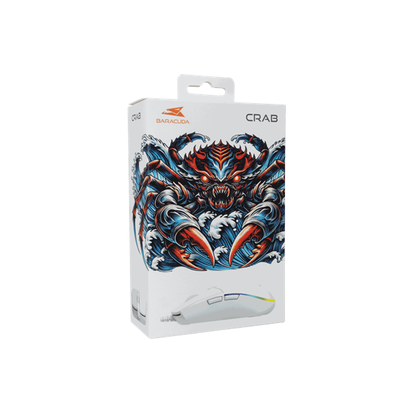 BARACUDA BGM-112W CRAB-W vezetékes gamer egér, 3600dpi, fehér (BC BGM-112W)