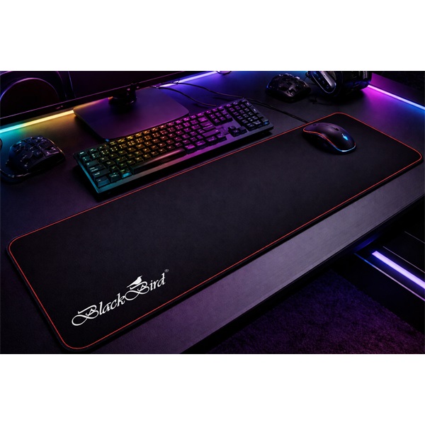 BLACKBIRD Egérpad Gamer DeepBlack  70x30cm 3mm vastag piros varrott szegély (BH1823)