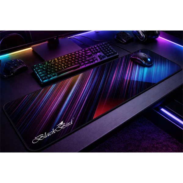 BLACKBIRD Egérpad Gamer NebulaGrip  90x40cm 3mm vastag fekete varrott szegély (BH1822)