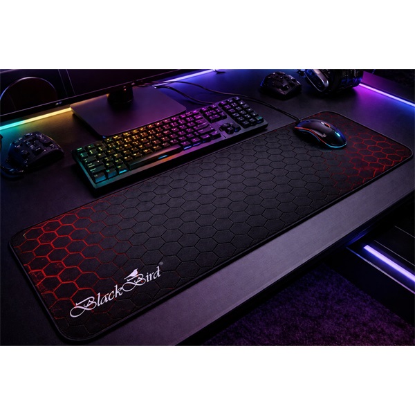 BLACKBIRD Egérpad Gamer TacticField  80x30cm 3mm vastag fekete varrott szegély (BH1827)