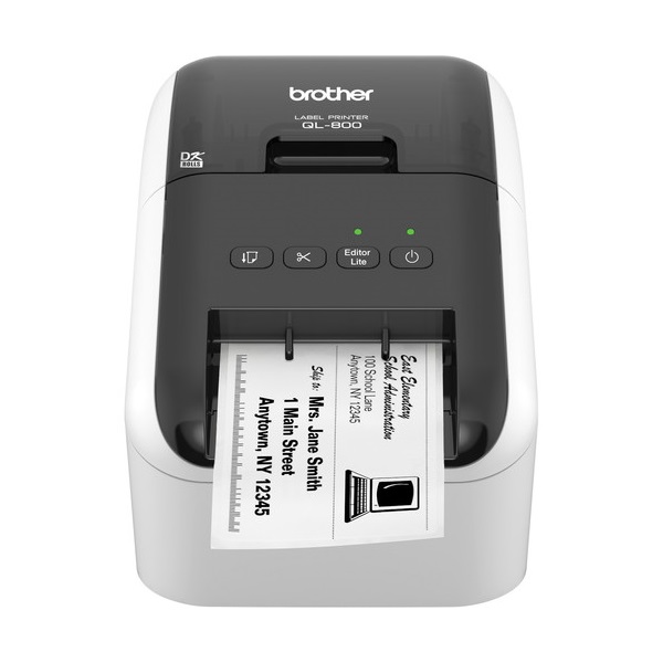 BROTHER Címkenyomtató QL-800, asztali, thermál, Fekete/Piros nyomtatás, 148 mm/mp, USB, 300dpi, PT Editor Lite, DK címke (QL800YJ1)