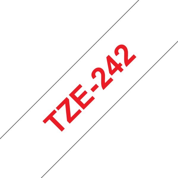 BROTHER szalag TZe-242, Fehér alapon Piros, Laminált, 18mm  0.7", 8 méter (TZE242)