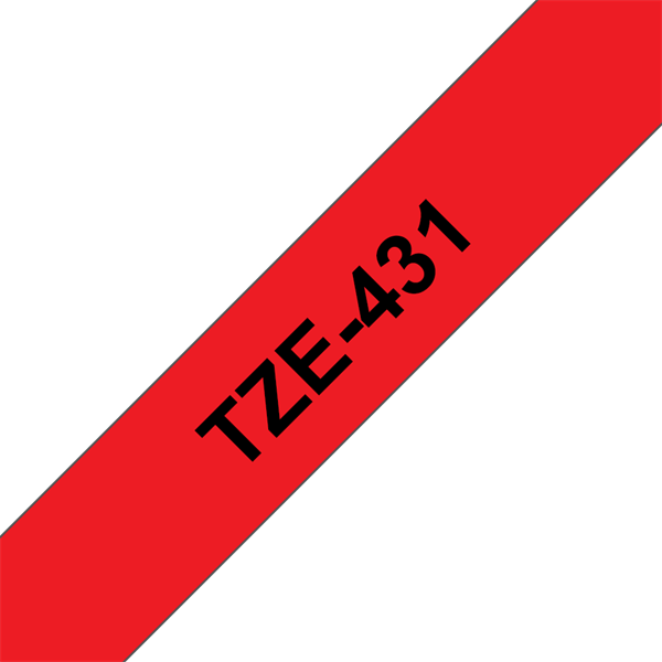 BROTHER szalag TZe-431, Piros alapon Fekete, Laminált, 12mm  0.47", 8 méter (TZE431)
