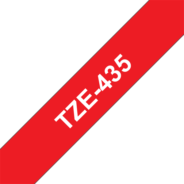 BROTHER szalag TZe-435, Piros alapon Fehér, Laminált, 12mm  0.47", 8 méter (TZE435)