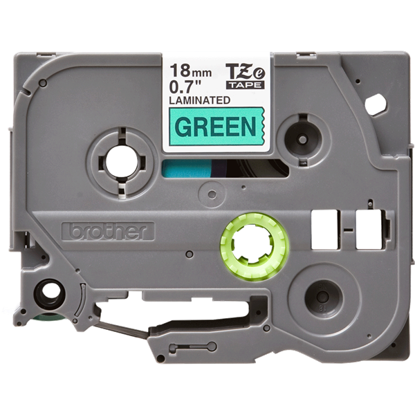BROTHER szalag TZe-741, Zöld alapon Fekete, Laminált, 18mm  0.7", 8 méter (TZE741)