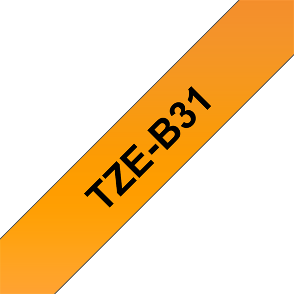 BROTHER szalag TZe-B31, Fluoreszkáló narancs alapon Fekete, Laminált, 12mm  0.47", 5 méter (TZEB31)
