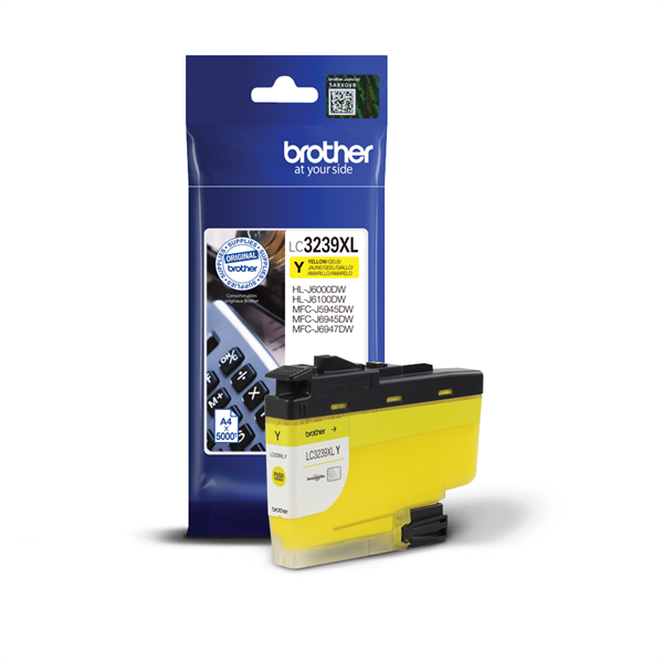 BROTHER Tintapatron LC3239XLY, Szuper nagy töltetű - 5000 oldal, Yellow (LC3239XLY)