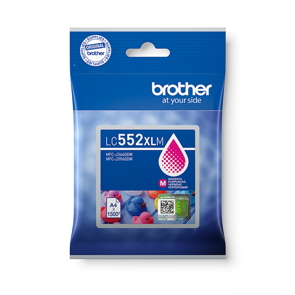 BROTHER Tintapatron LC552XLM,  Szuper nagy töltetű - 1500 oldal, Magenta (LC552XLM)
