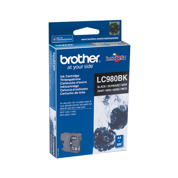 BROTHER Tintapatron LC980BK, 300 oldal, Fekete (LC980BK)