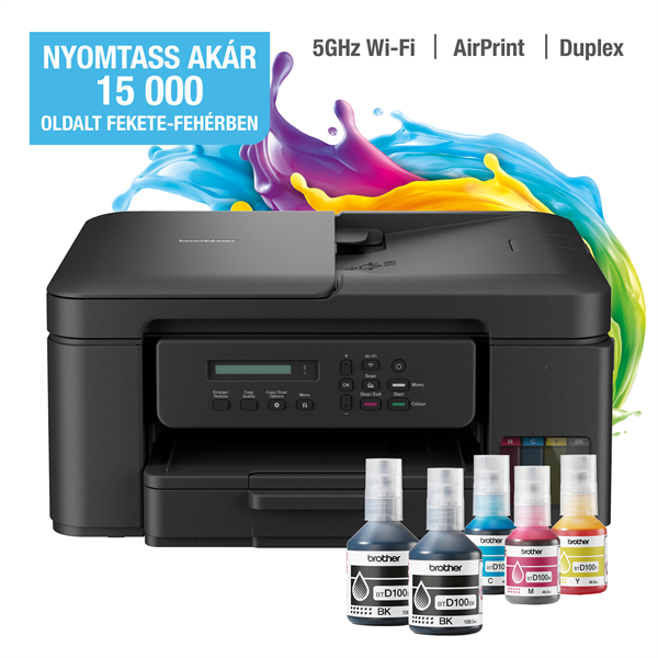 BROTHER Tintasugaras MFP NY/M/S DCP-T730W, színes, 16 lap/perc, WiFi/USB, 6000x1200dpi, ADF, duplex, 128MB (DCPT730DWYJ1)