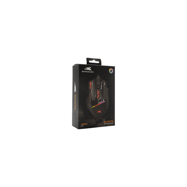 BARACUDA W029907 MANTA-B, BGM-041B gamer egér,8D, fekete, 12800 dpi (BGM-041B)