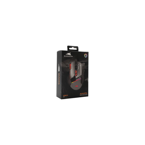 BARACUDA W029908 MANTA-G, BGM-047G gamer egér,8D, szürke, 12800 dpi (BGM-047G)