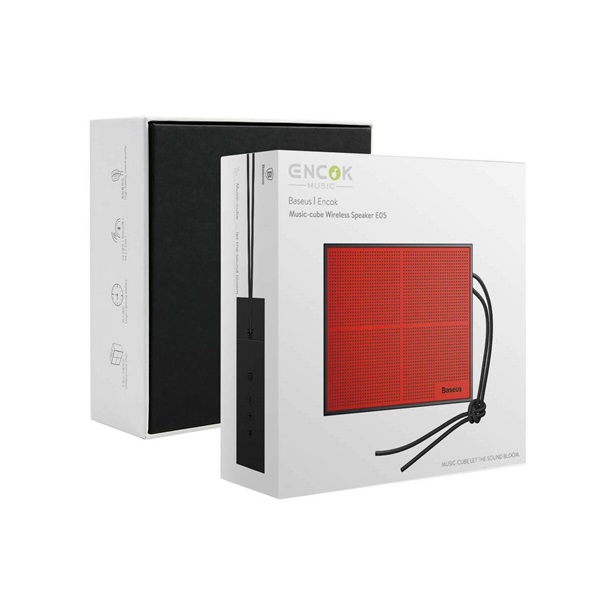 Baseus Speaker Bluetooth Encok E05 Music-cube Red + Black (NGE05-91) (NGE05-91)