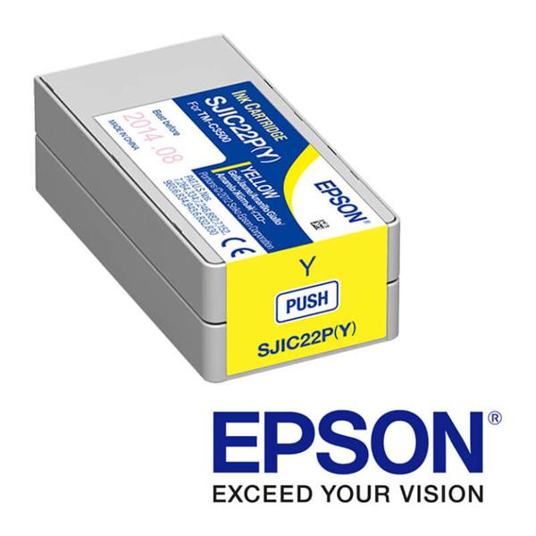 Epson SJIC22P(Y) YELLOW patron 32.5 ml (eredeti) C33S020604 C3500 címkenyomtatóhoz