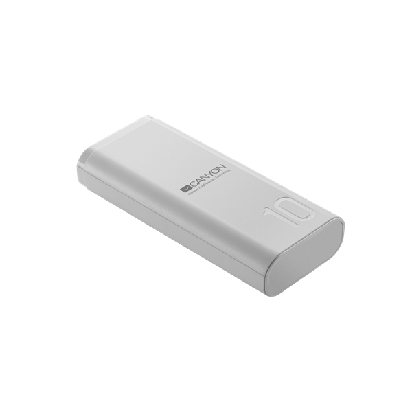 CANYON Powerbank, 10000mAh, USB-C/microUSB Input, 1xUSB Output, 5V-2,1A, fehér - CNE-CPB010W (CNE-CPB010W)