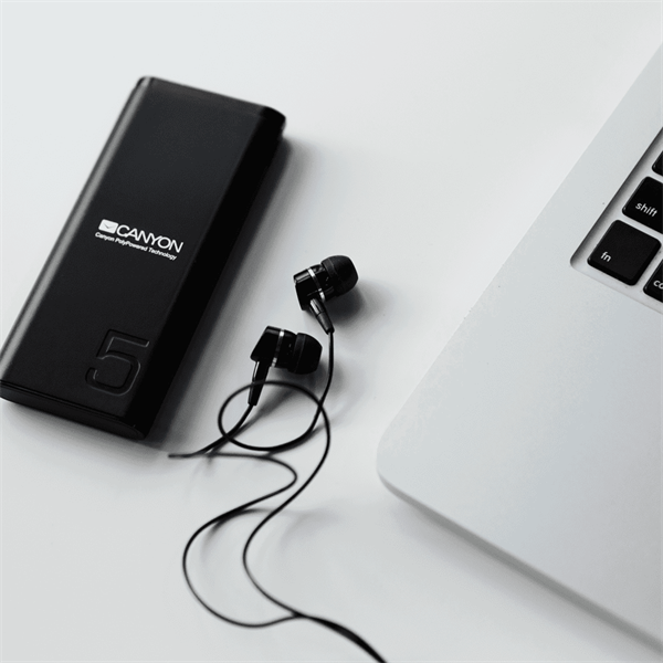 CANYON Powerbank, 5000mAh, USB-C/microUSB Input, 1xUSB Output, 5V-2,1A, fekete - CNE-CPB05B (CNE-CPB05B)