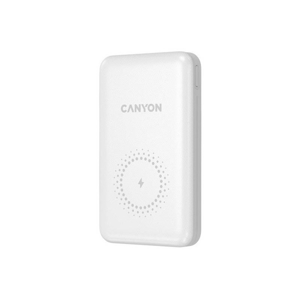 CANYON Vezeték Nélküli Powerbank, 10000mAh, USB-C/microUSB Input, USB-A/USB-C Output, 12V-1,5A, fehér - CNS-CPB1001W (CNS-CPB1001W)