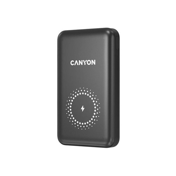 CANYON Vezeték Nélküli Powerbank, 10000mAh, USB-C/microUSB Input, USB-A/USB-C Output, 12V-1,5A, fekete - CNS-CPB1001B (CNS-CPB1001B)