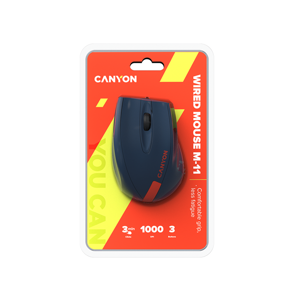 CANYON Vezetékes Egér ,Optikai, 3 gombos, Gumírozott bevonat, 1000dpi, szürke-piros - CNE-CMS11DG (CNE-CMS11DG)